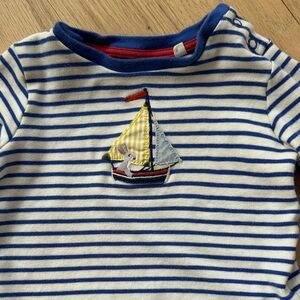 Baby Boden stripe long sleeve sailboat and bunny appliqué t shirt